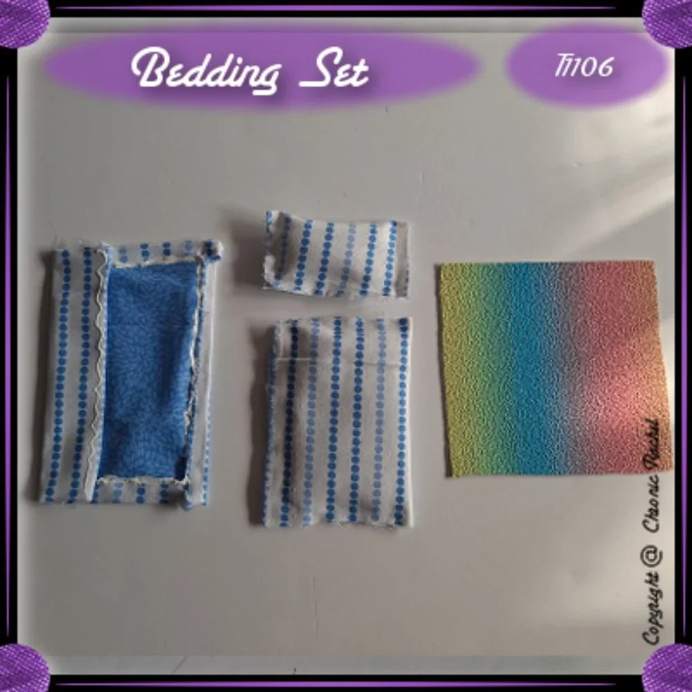 4-Pack Blue Bedding & Faux Rainbow Leather Flooring